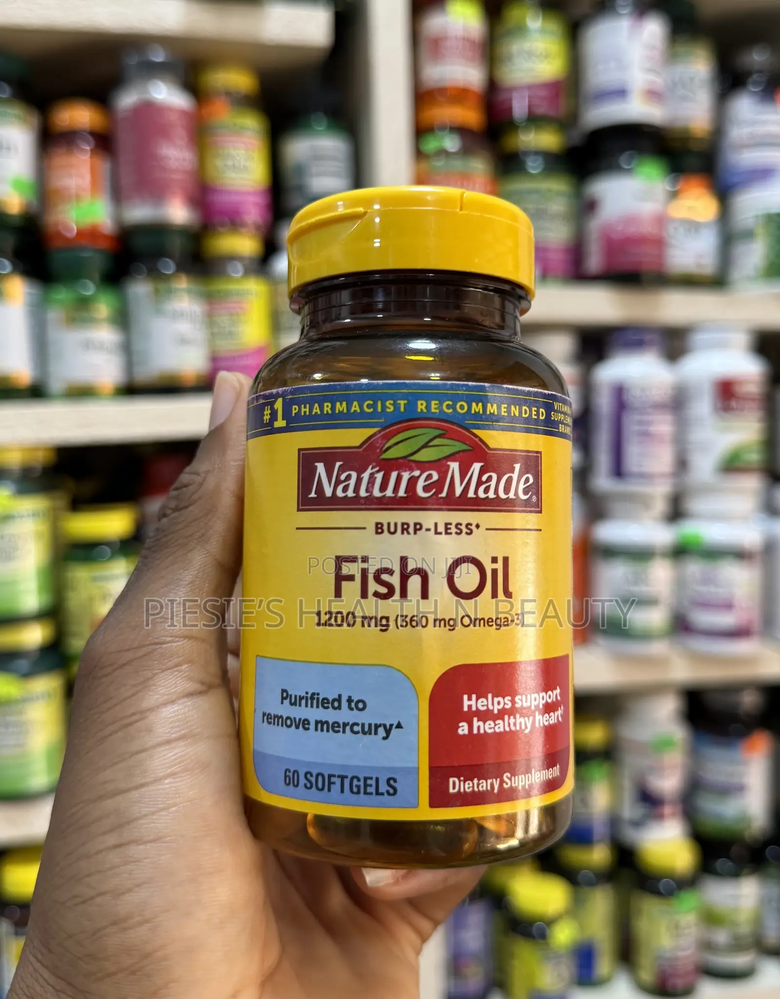 Nature Made Burp Less Fish Oil 1200 Mg Softgels, Fish Oil, 60 Count