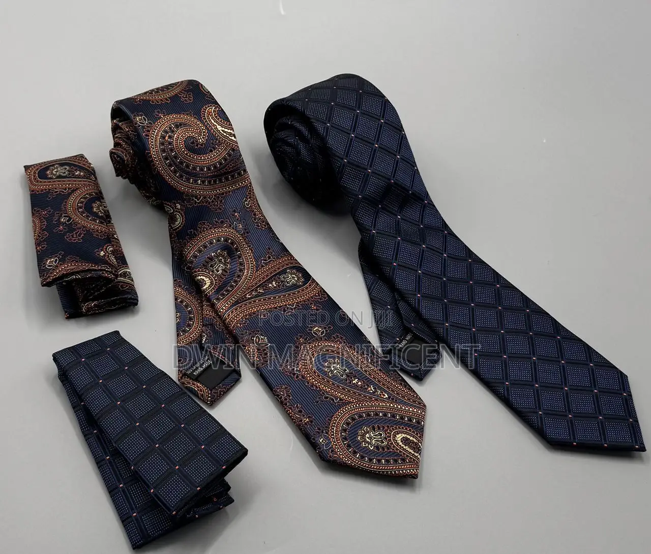 Men's Neck Ties and Matching Pocket Squares