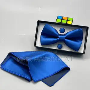 Bow Tie Set (Pre-Tied Bow Tie, a Matching Pocket Square and Cufflinks)
