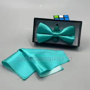 Bow Tie Set (Pre-Tied Bow Tie, a Matching Pocket Square and Cufflinks)