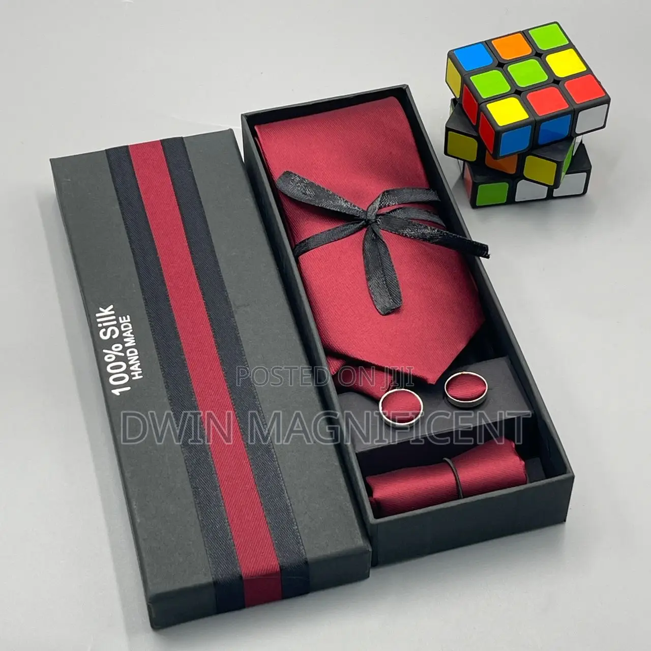 Silk Ties Set (With Cufflinks and Pocket Square in a Gift Box)