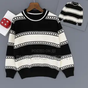 Striped Crewneck Sweater With a Textured Knit