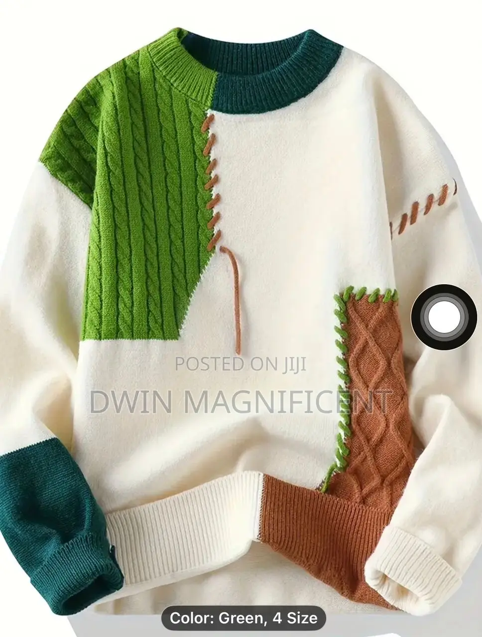 Striped Crewneck Sweater With a Textured Knit