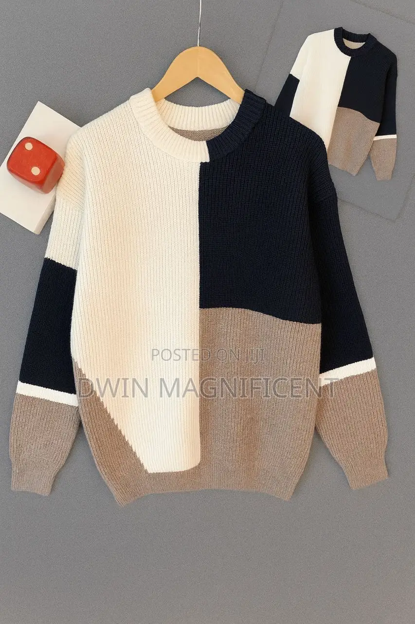 Striped Crewneck Sweater With a Textured Knit