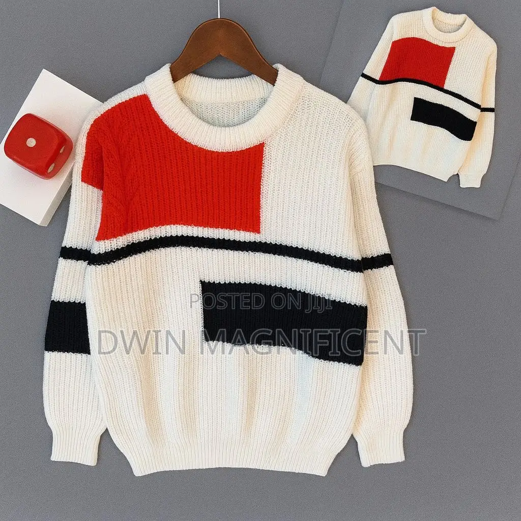 Striped Crewneck Sweater With a Textured Knit