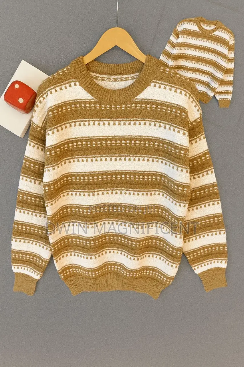 Striped Crewneck Sweater With a Textured Knit