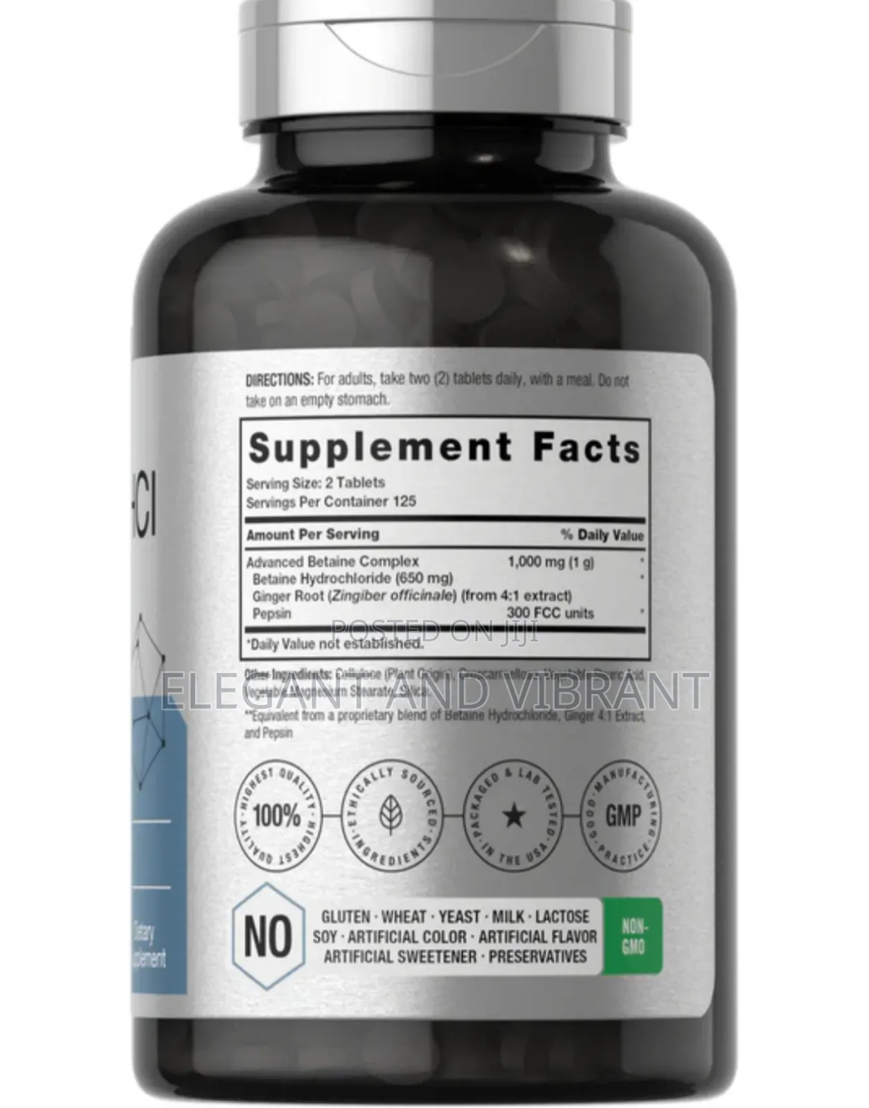 Betaine Hcl+Pepsin 1000mg  250 Tablets