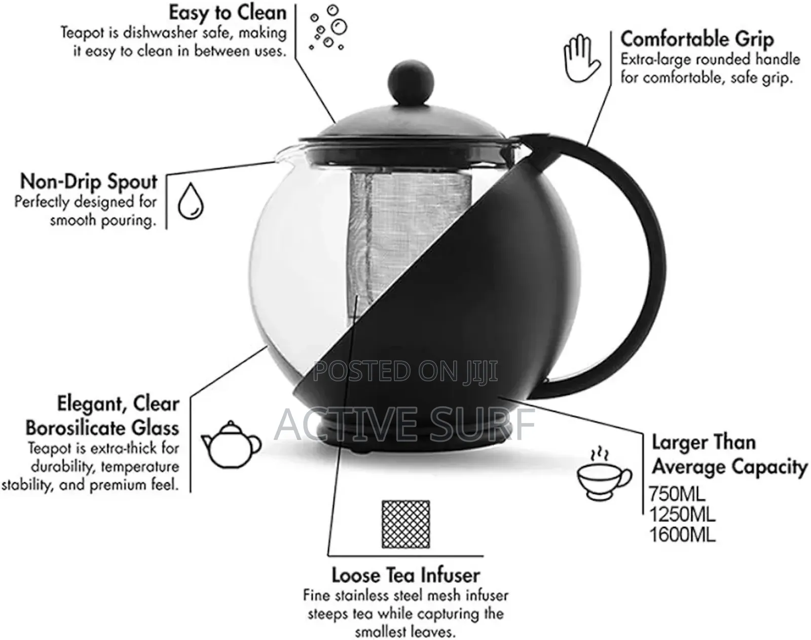 Half-moon Tea Pot With Herb Infuser – Where Style Meets Serenity