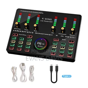 Bm800 Pro Microphone With Dj10 Sound Card and Ring Light