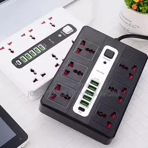 6-Way Universal Extension Board With 6 USB Charging Ports