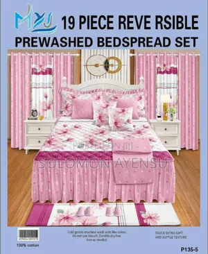 Quality MXS 19 Piece Reversible Prewashed Bedspread Set.: 100% Cotton.