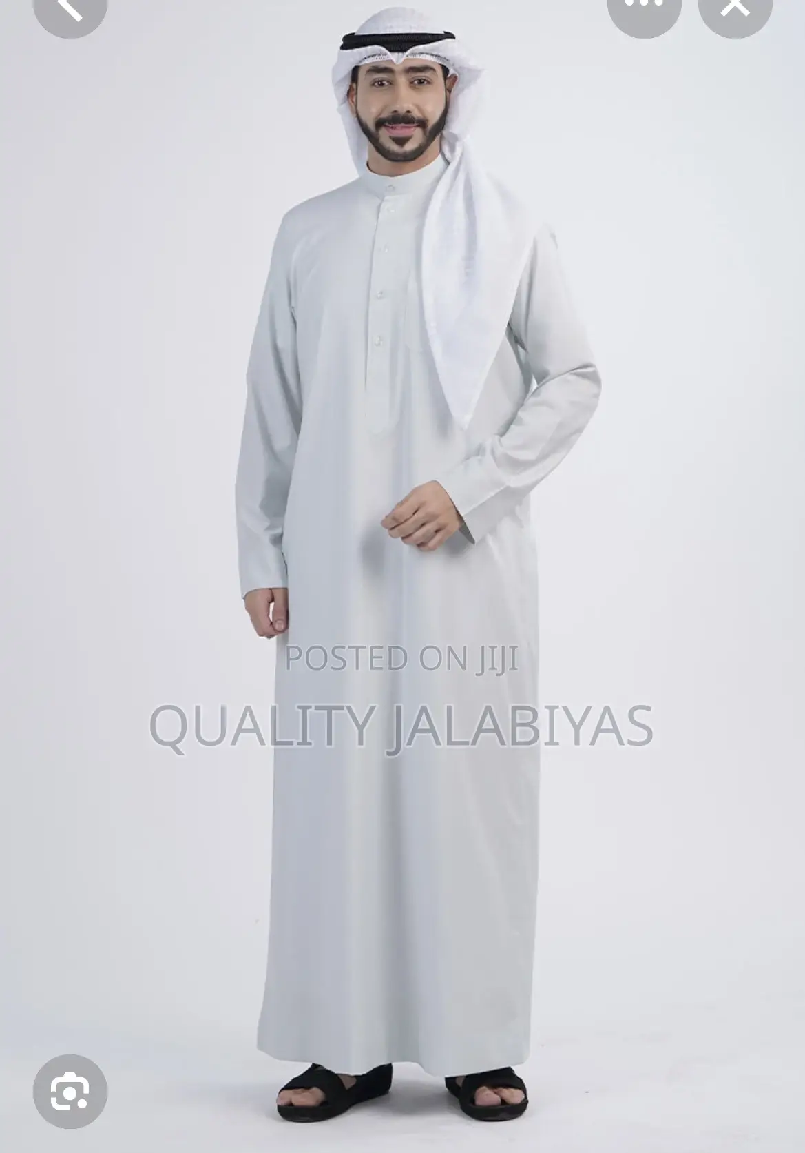 Jalabiya and Scarf Robe Set(White)
