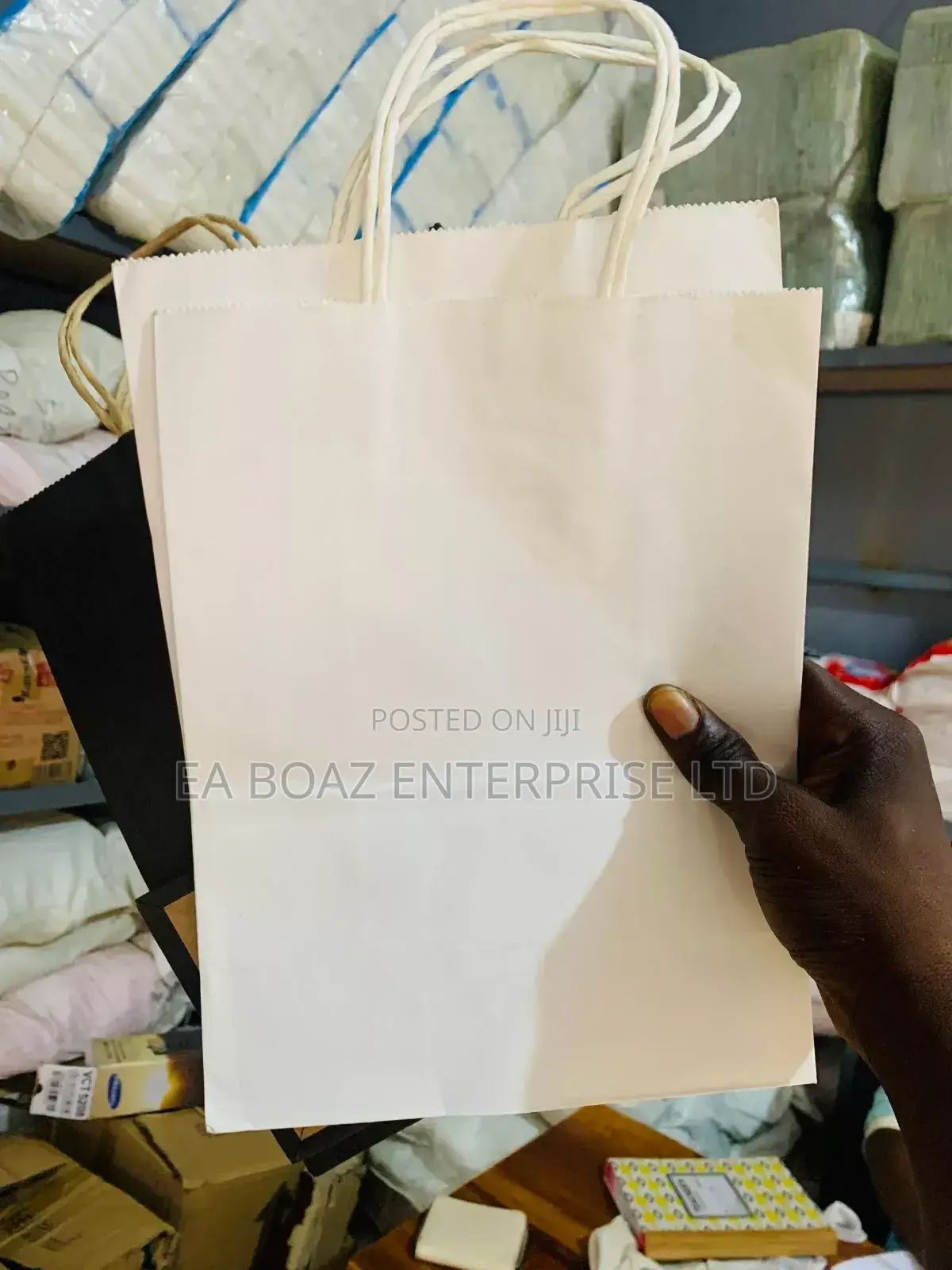 30 Pcs Kraft Paper Bags With Handles For Food Beverages White/Black