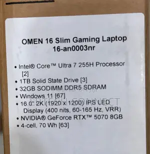 New Laptop HP Omen 16 32GB Intel Core Ultra 7 SSD 1T