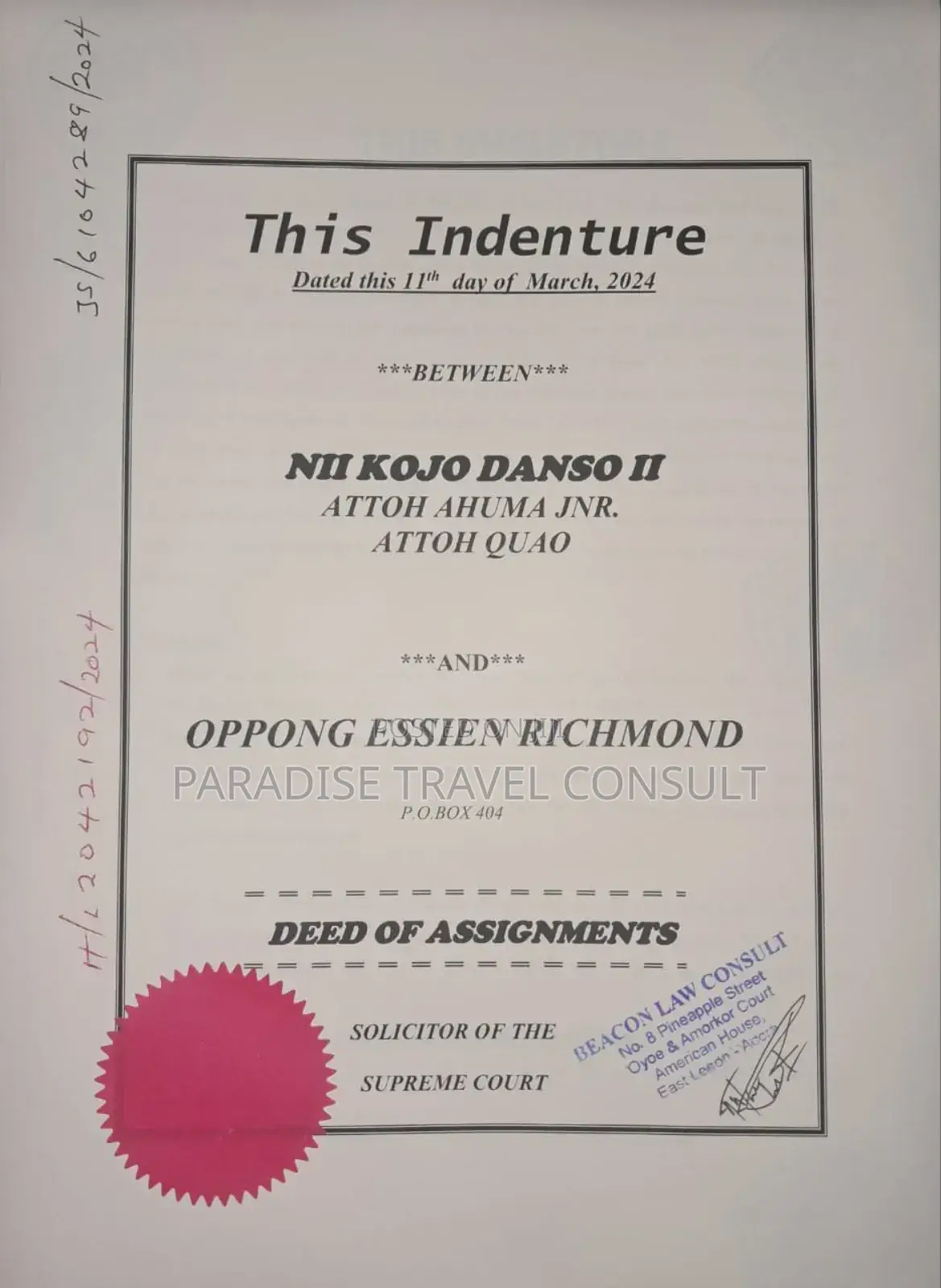 Land Document for Visa Application