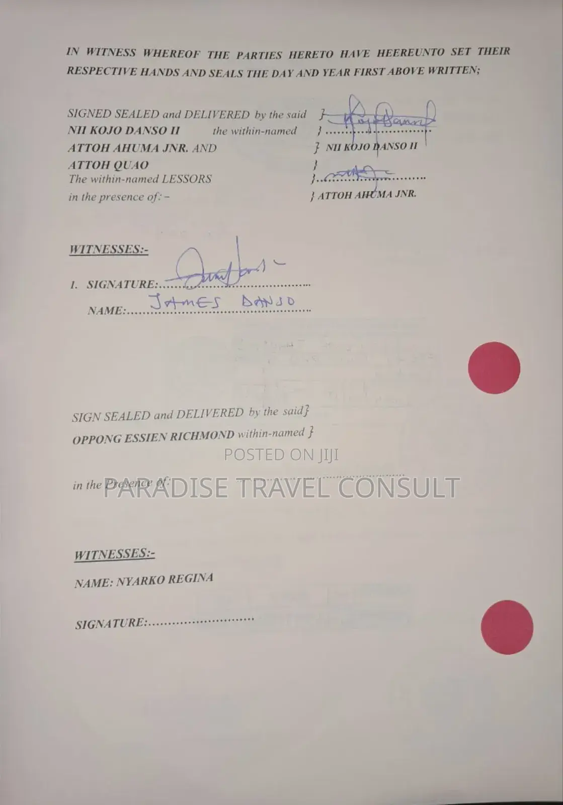Land Document for Visa Application