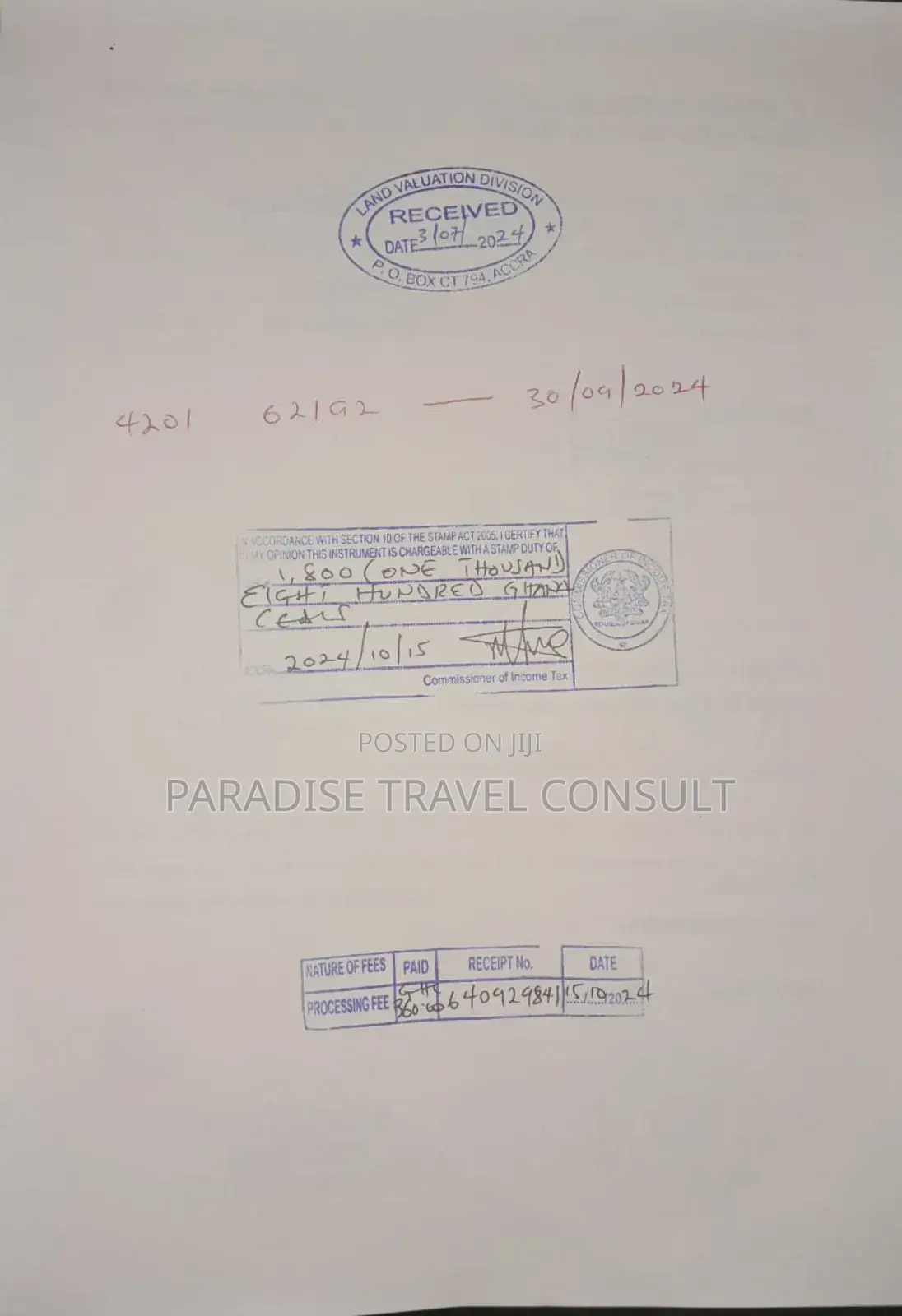 Land Document for Visa Application