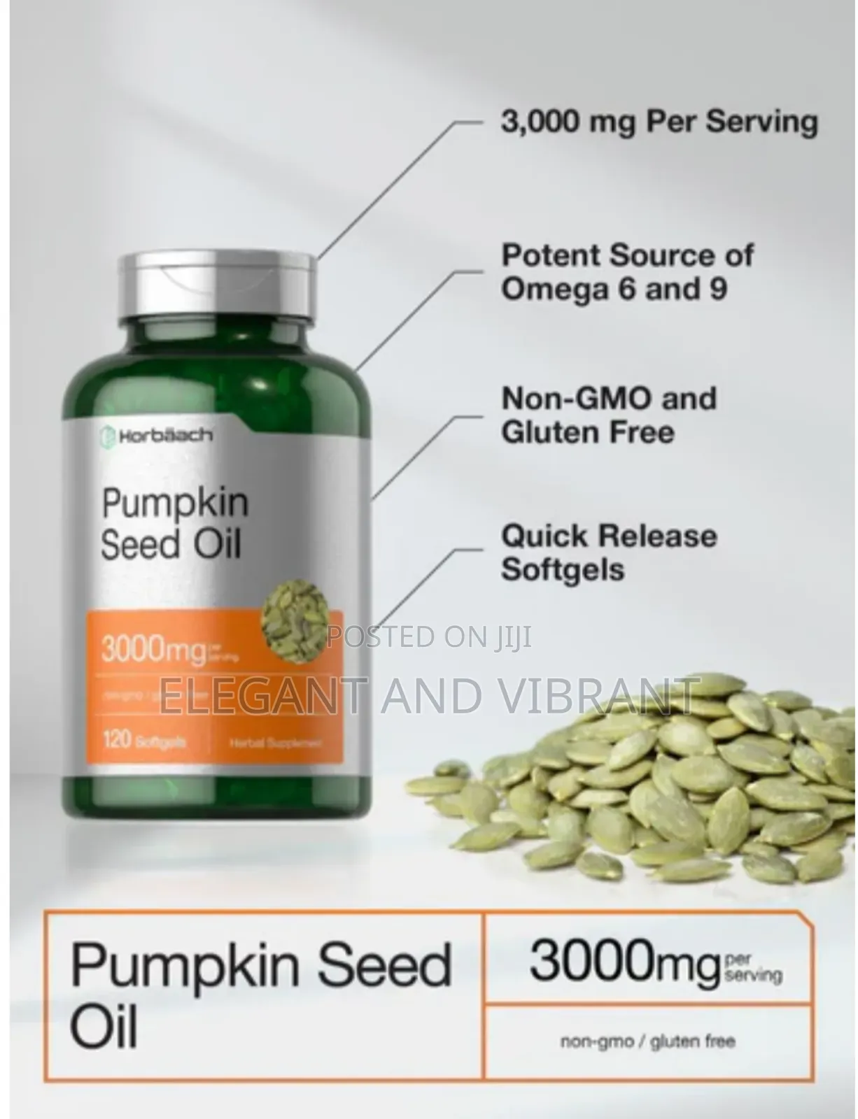 Pumpkin Seed Oil, 3000mg, 120 Capsules