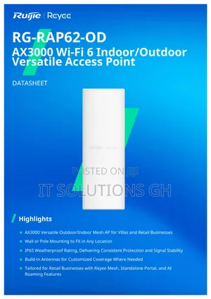 Rg-Rap62-Od, Ax3000 Wi-Fi 6 Indoor/Outdoor Versatile Access Point