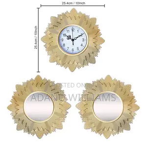 Home Decor 3pcs Vintage Hanging Round Decorative Wall Mirror Clock