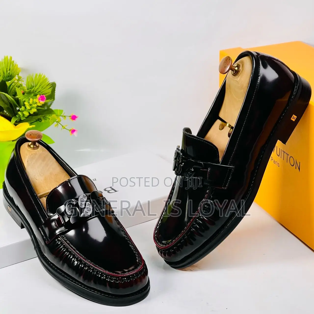 Louis Vuitton Dark Wine Solid Leather Men’S Loafers