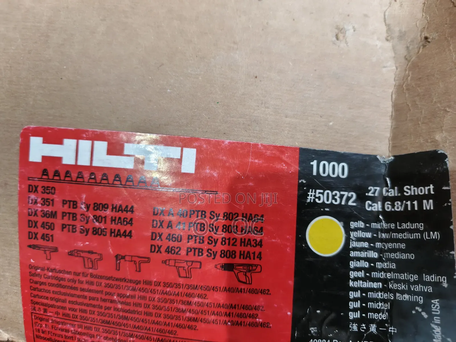 Hilti Powder Cartridges .27 Cal Yellow 50352 - 10 Strips - 100 Shots
