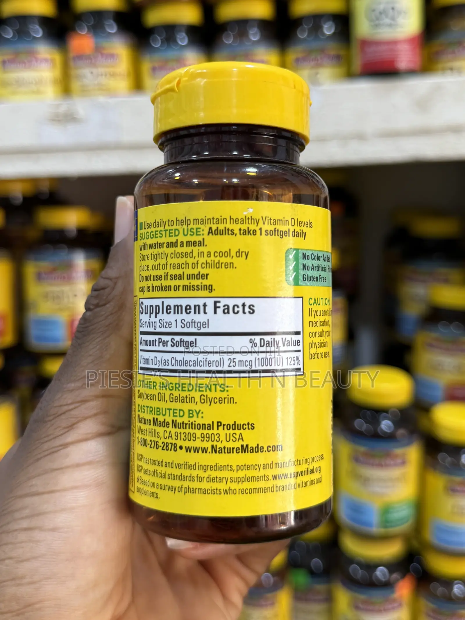 Nature Made Vitamin D3 1000iu (25mcg), 100 Softgels
