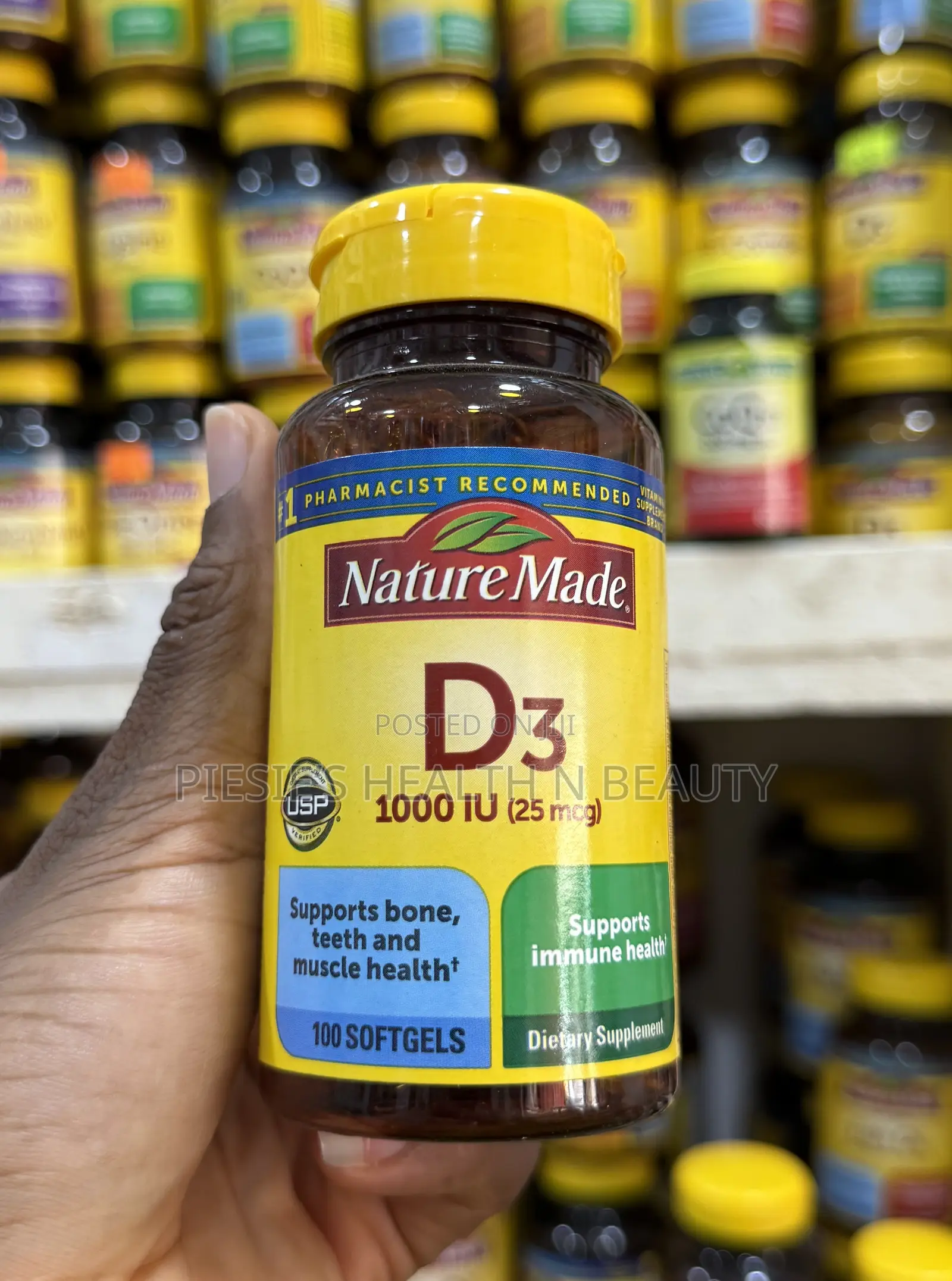 Nature Made Vitamin D3 1000iu (25mcg), 100 Softgels