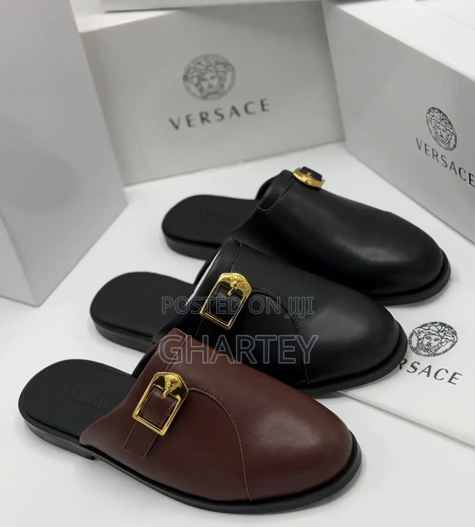 Versace Medusa Buckle Leather Mules – Iconic Opulence Redefined