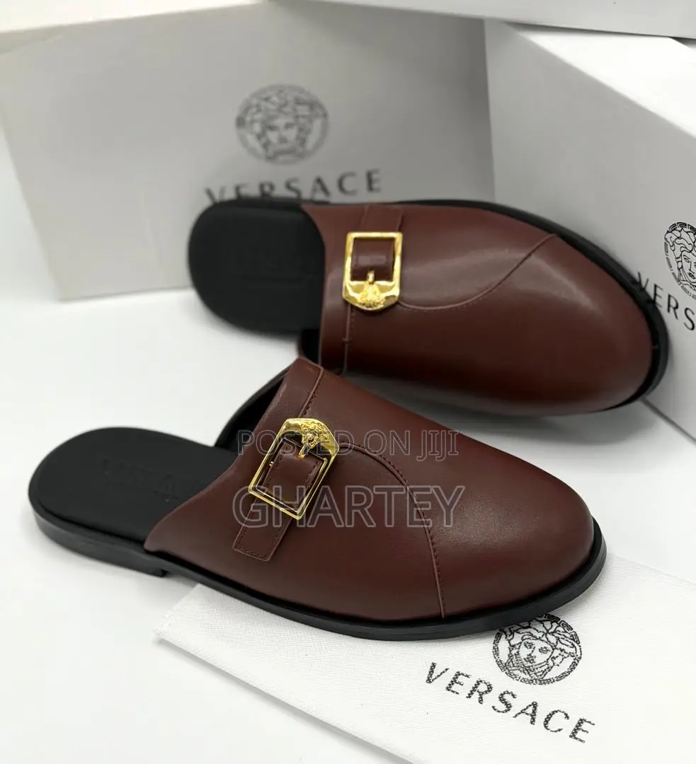 Versace Medusa Buckle Leather Mules – Iconic Opulence Redefined