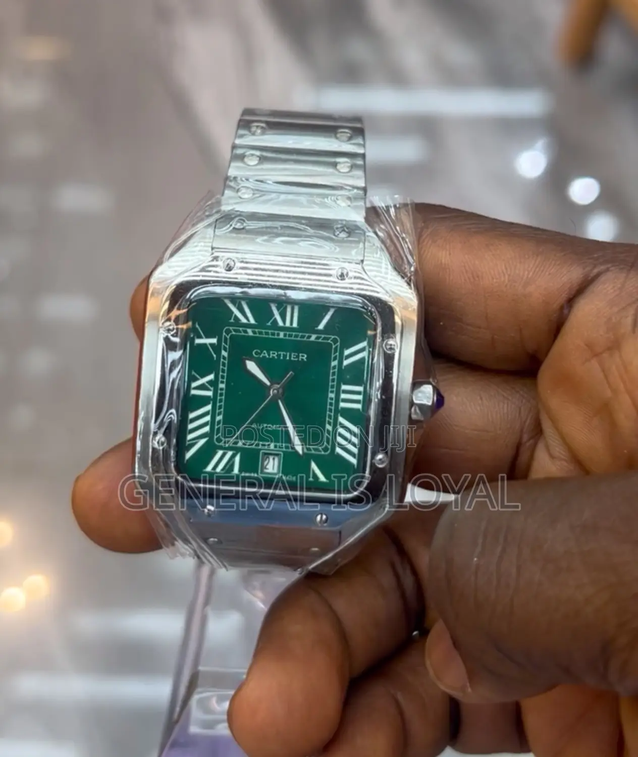 Cartier Santos Silver Green Dial
