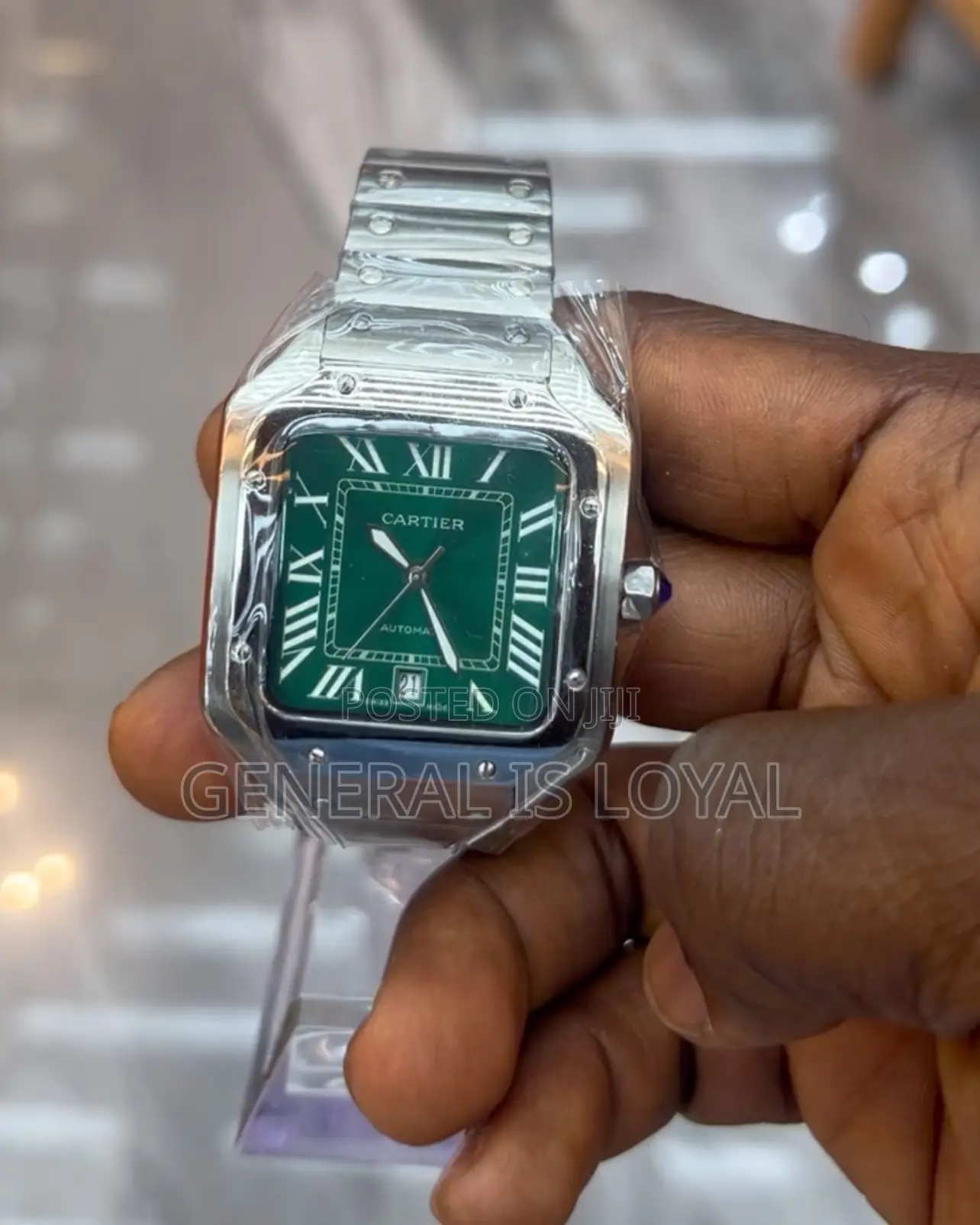 Cartier Santos Silver Green Dial