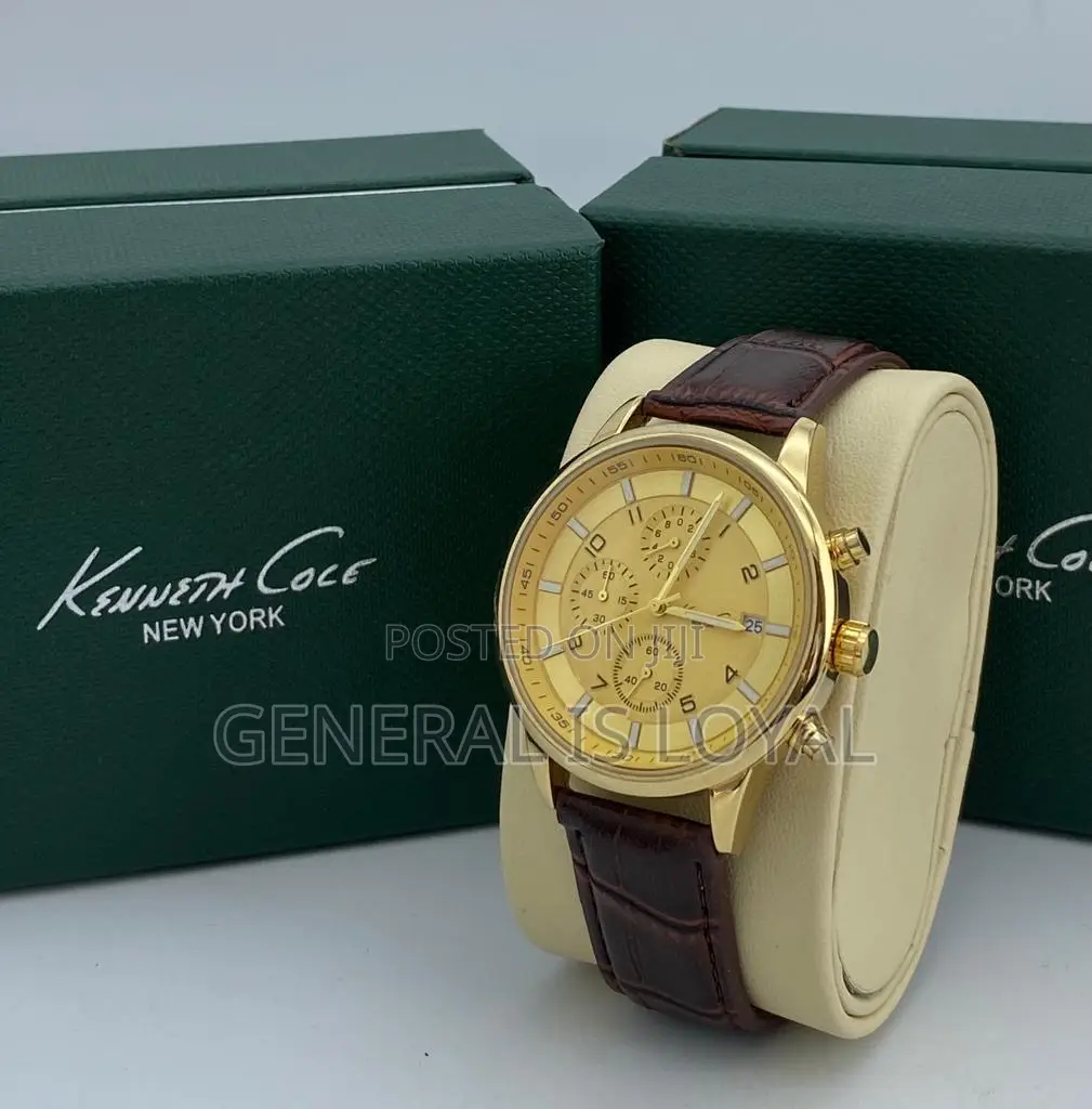 Kenneth Cole Gold Leather Men’S Watch