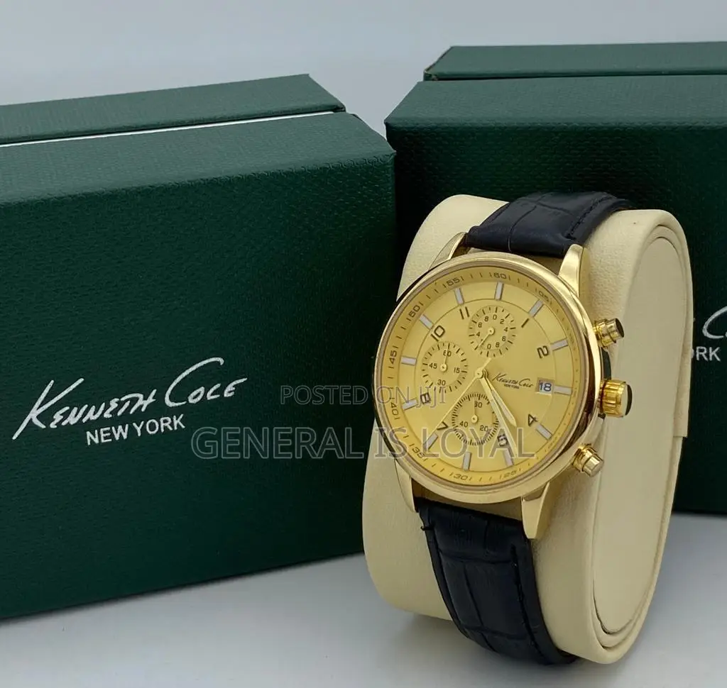 Kenneth Cole Gold Leather Men’S Watch