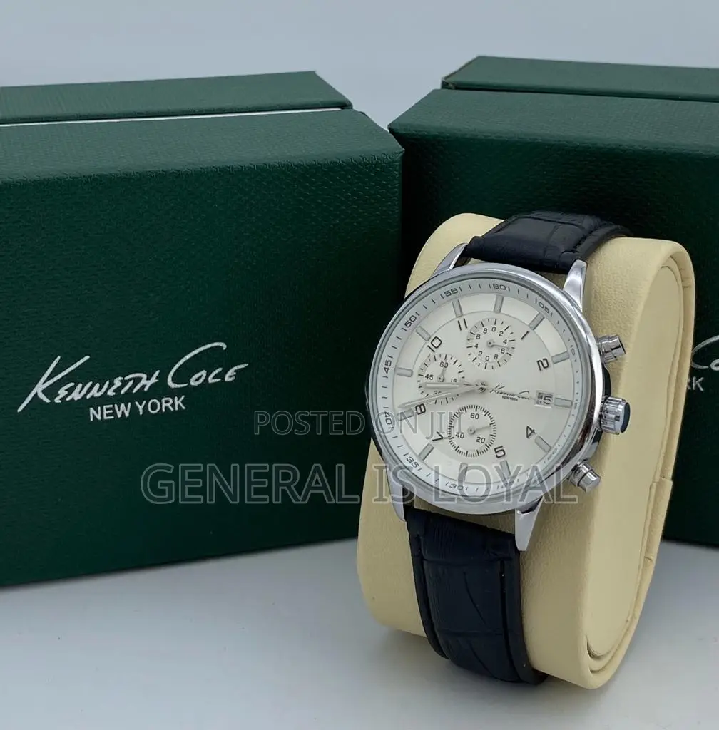Kenneth Cole Silver Watch Leather Men’S Watch