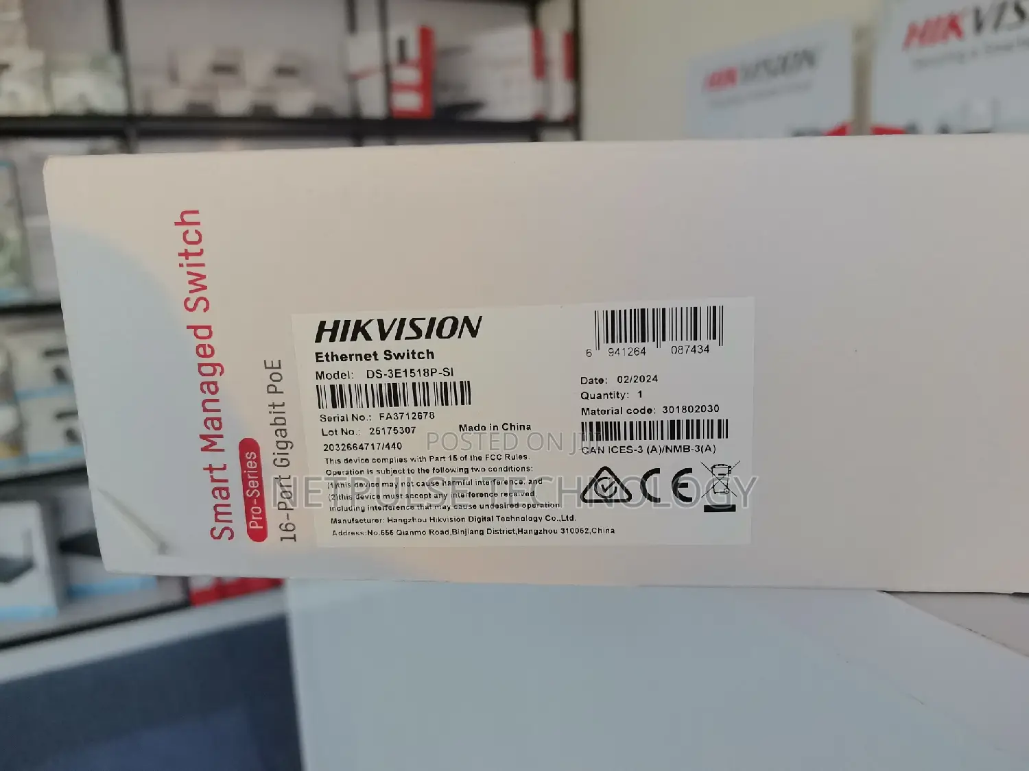 Hikvision 16-Port Gigabit Smart Managed Poe Switch - Ds-3e1518p-Si