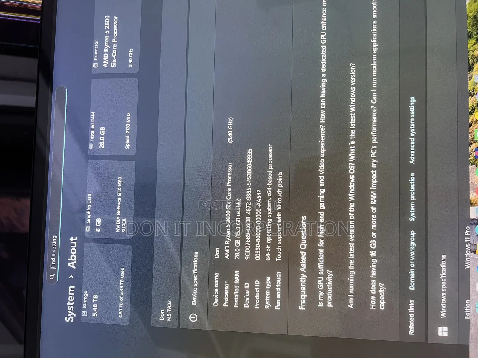 Desktop Computer MSI Model 24GB AMD Ryzen 5 HDD+SSD 1T
