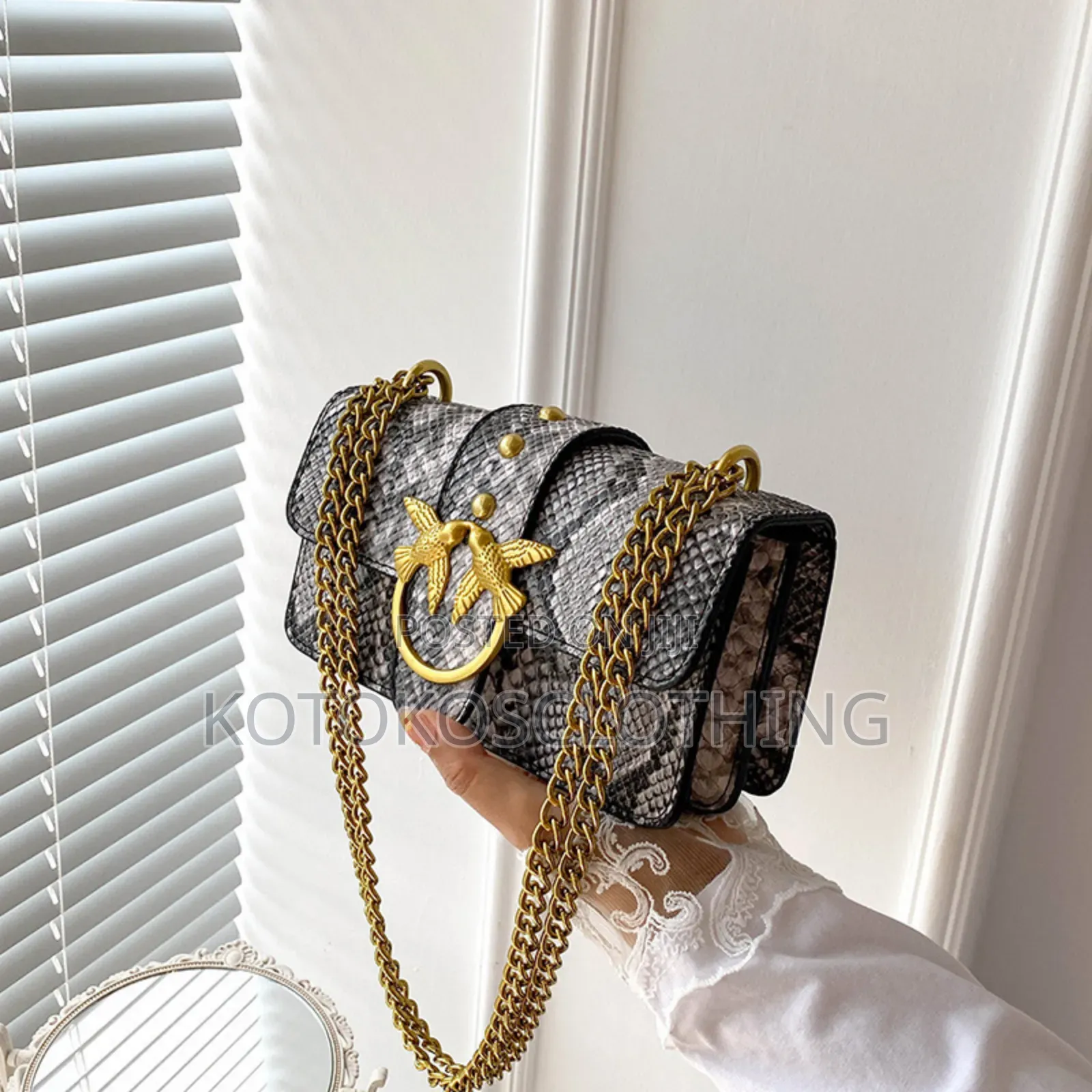 Luxury Python Print-Double Chainshoulder Bag
