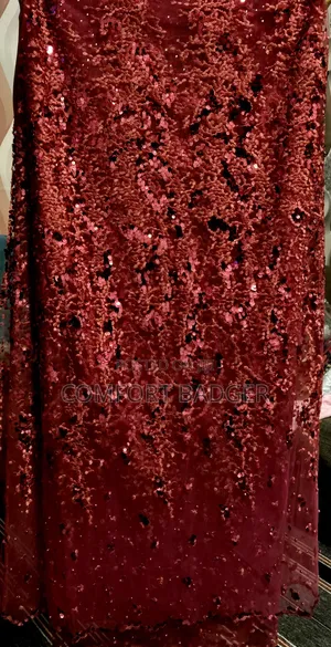 Elegant Sequin Wine Lace With Beads and Stones