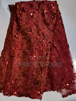 Elegant Sequin Wine Lace With Beads and Stones