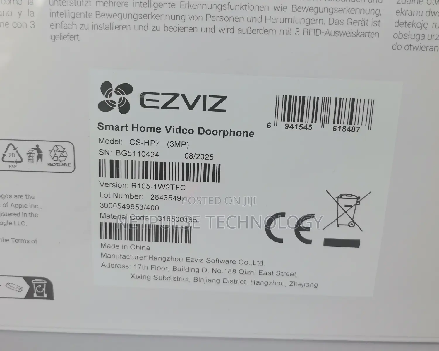 Ezviz Smart Home Video Door Phone - Cs-Hp7 (3mp)