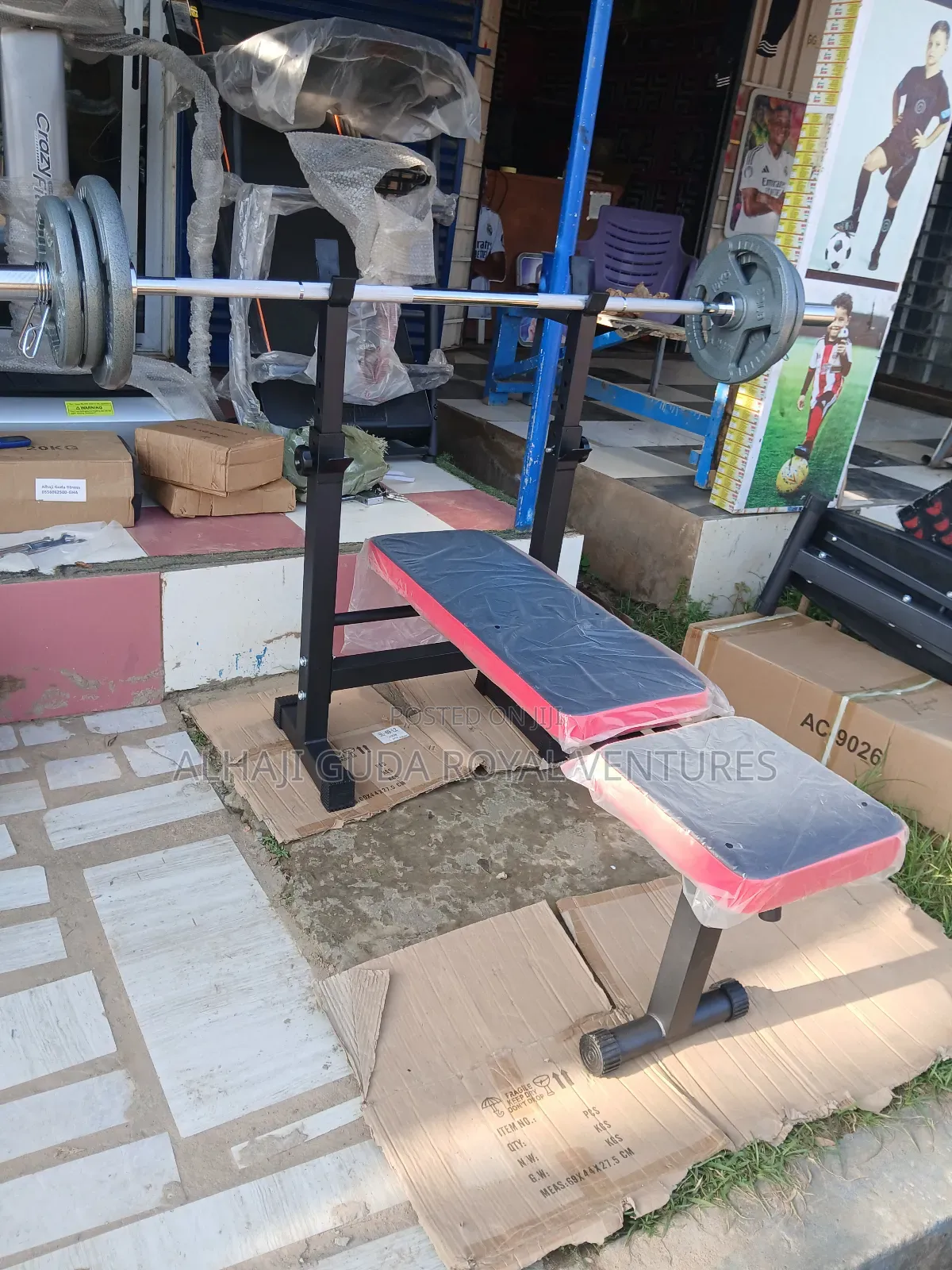 Adjustable Bench Set With 40kg Barbell