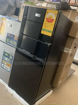 Nasco 102l Double Door Table Top Refrigerator - Black Mirror Finish.