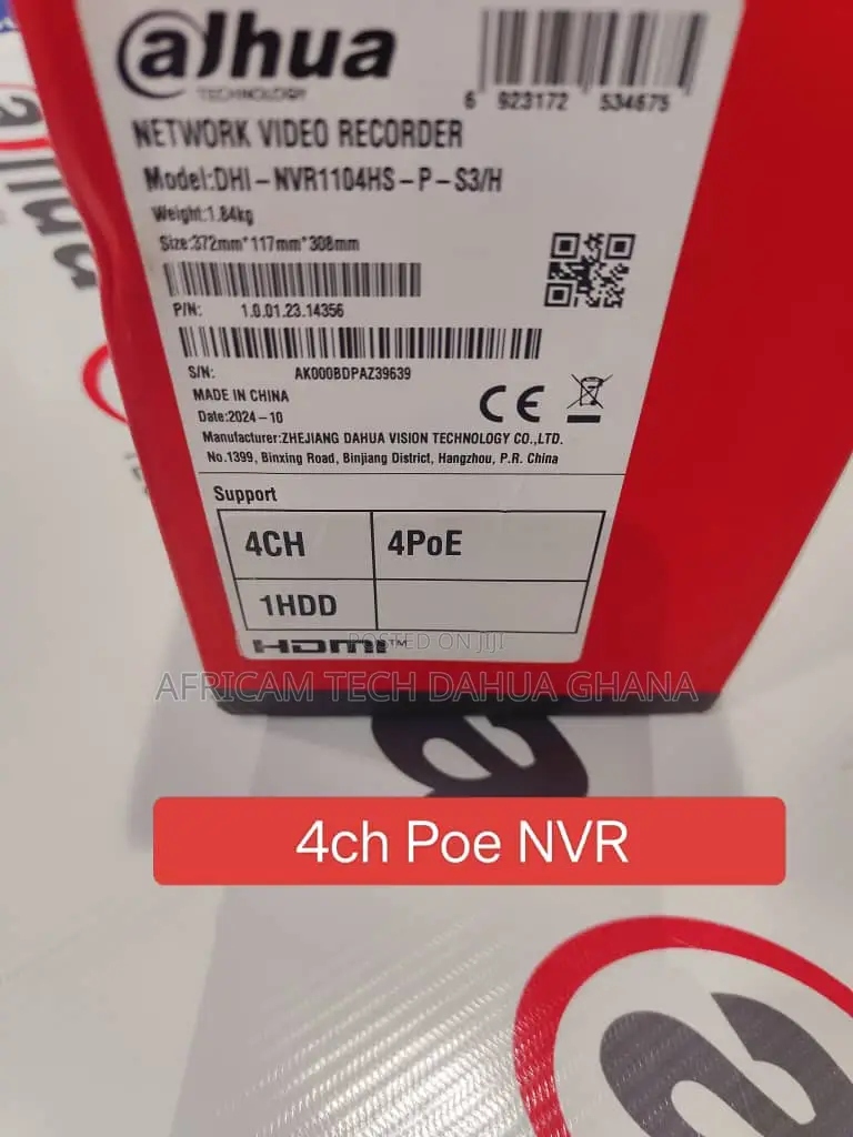 Dahua 4channel 4poe 1hdd