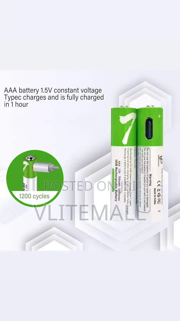 Rechargeable Aaa X 4 Type - C Usb Lithium Battery
