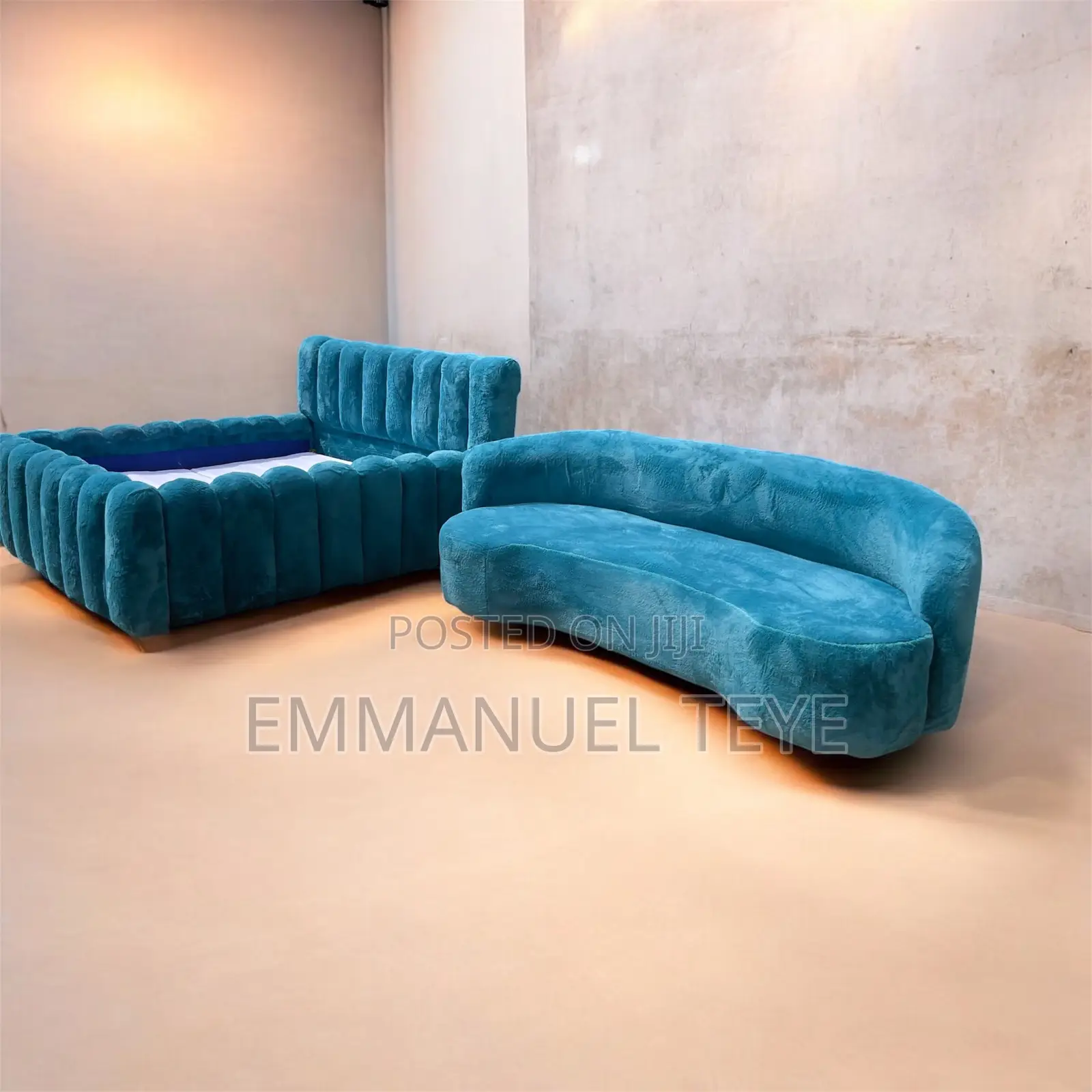 Modern Blue 3 in One Sofa and Bed