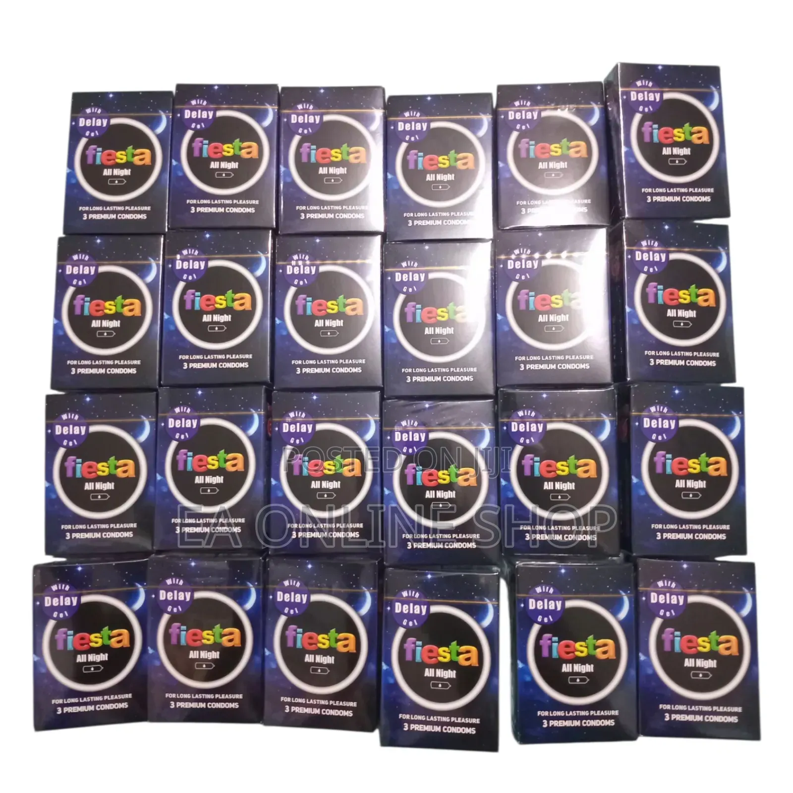 Fiesta All Night Condom With Delay Del. 24 Packs of 3 in 1