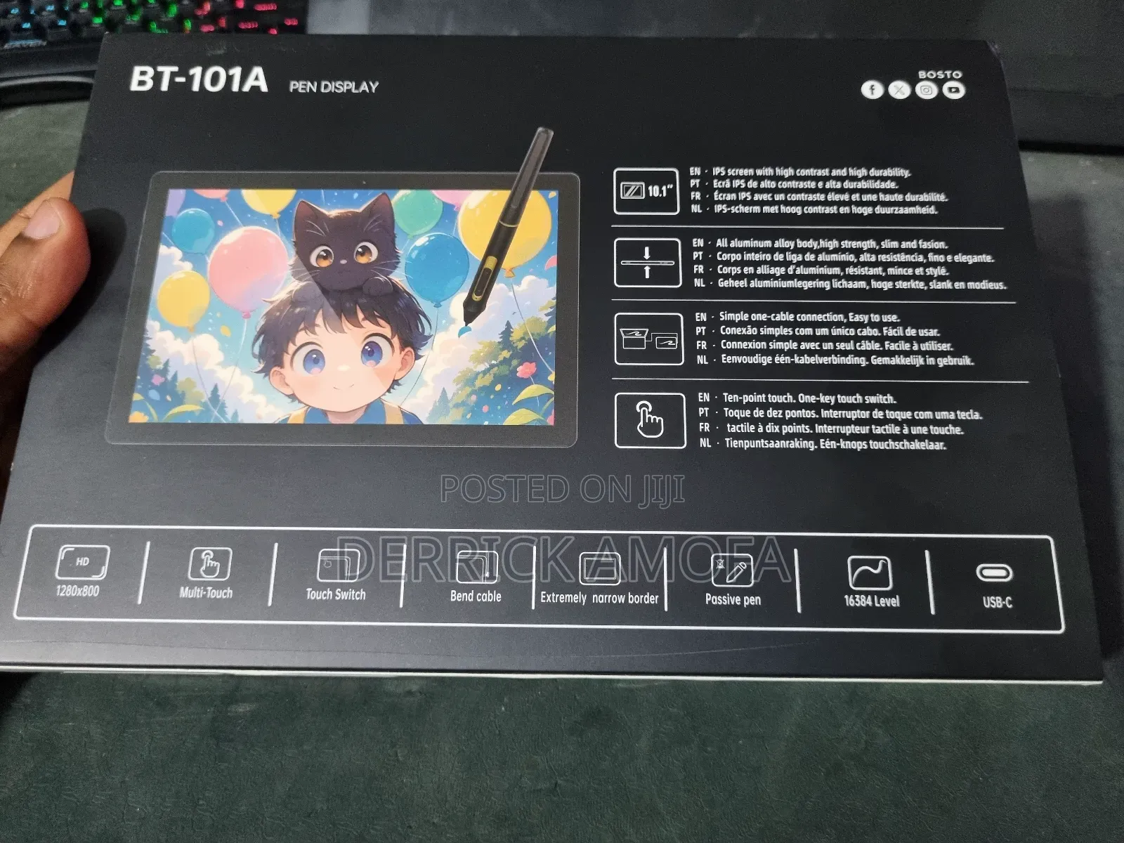 New BOSTO 16HD Graphics Drawing Tablet 4 GB Gray