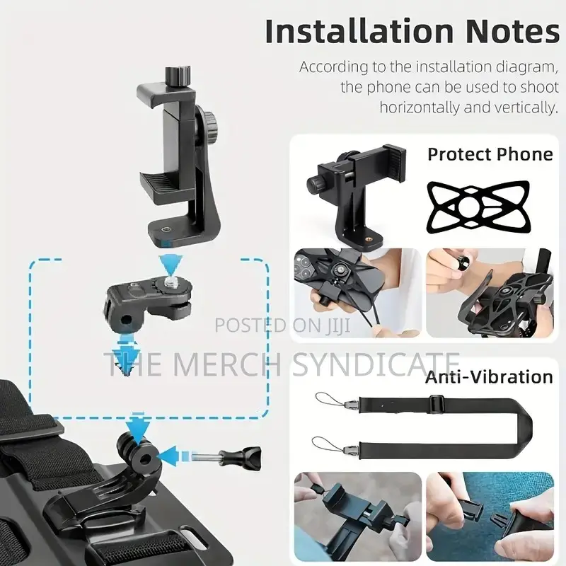 7in1 Handsfree Pov Vlog Sports Chest Mount Holder For Phones Cameras