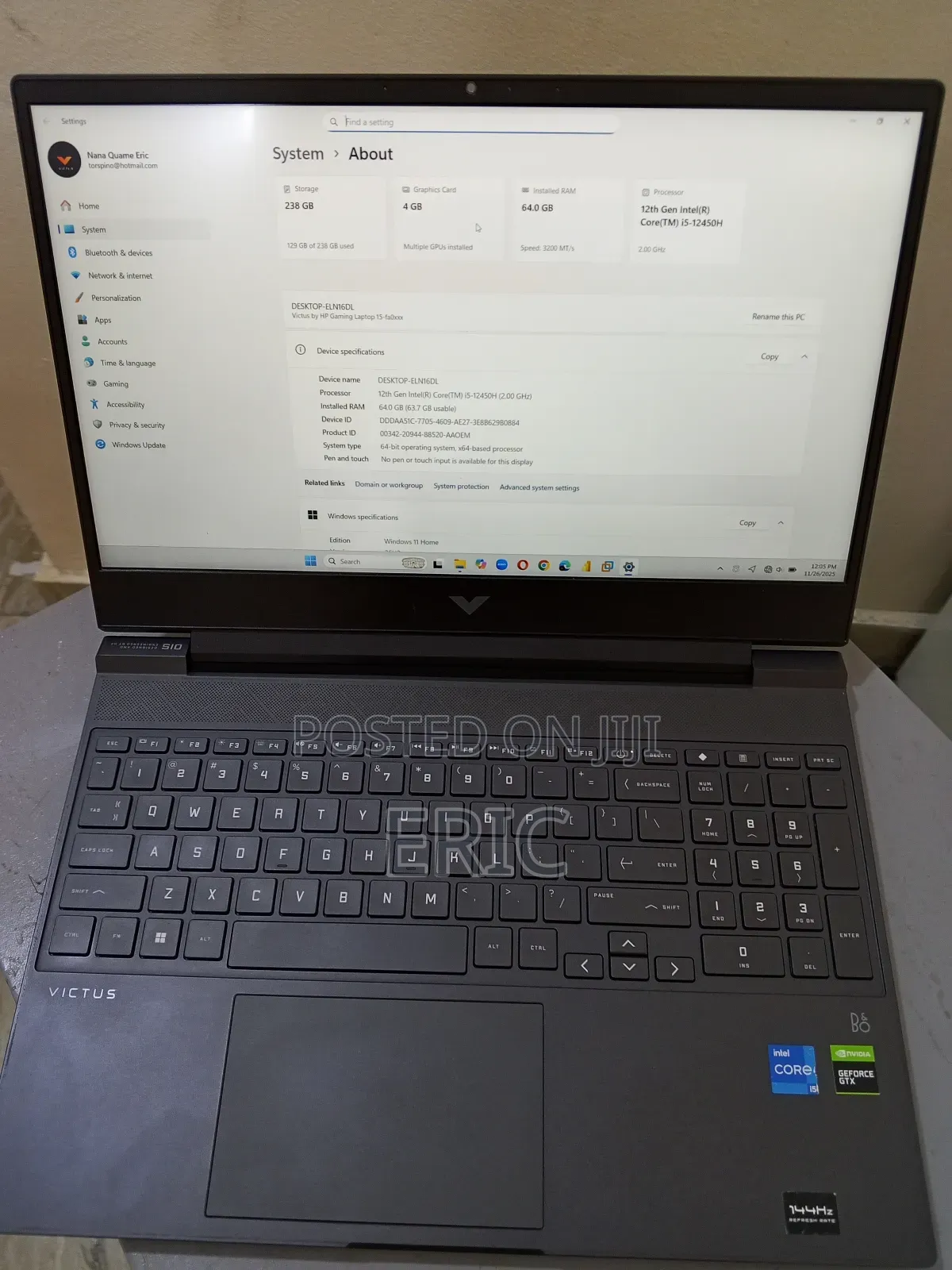 Laptop HP Victus 15 64GB Intel Core i5 SSD 256GB